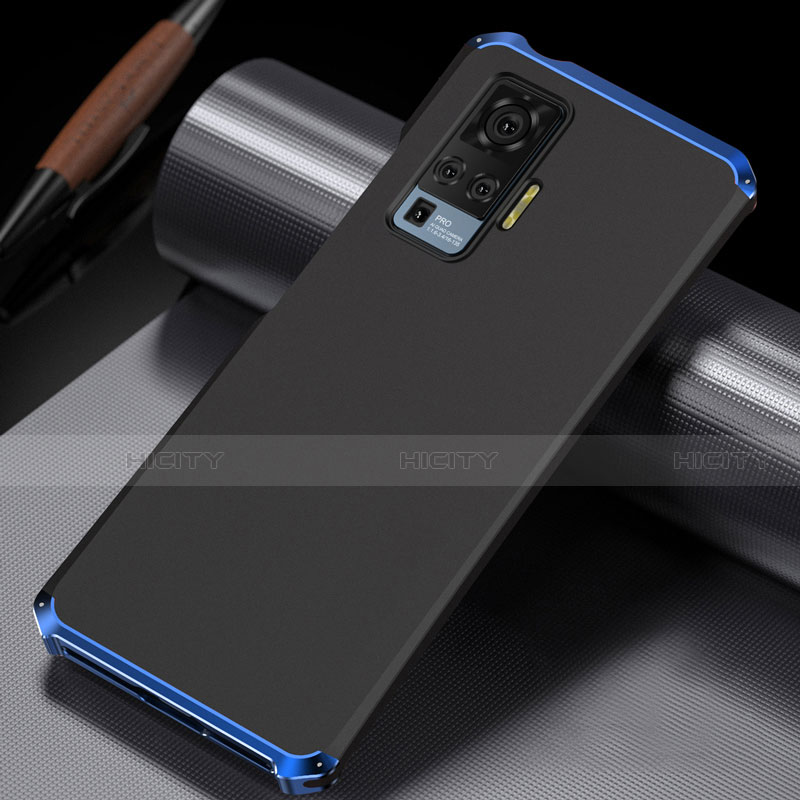 Coque Luxe Aluminum Metal Housse Etui M02 pour Vivo X50 Pro 5G Bleu et Noir Plus