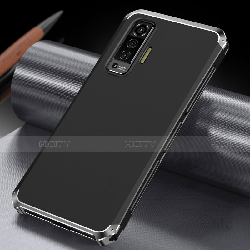 Coque Luxe Aluminum Metal Housse Etui M03 pour Vivo X50 5G Argent et Noir Plus