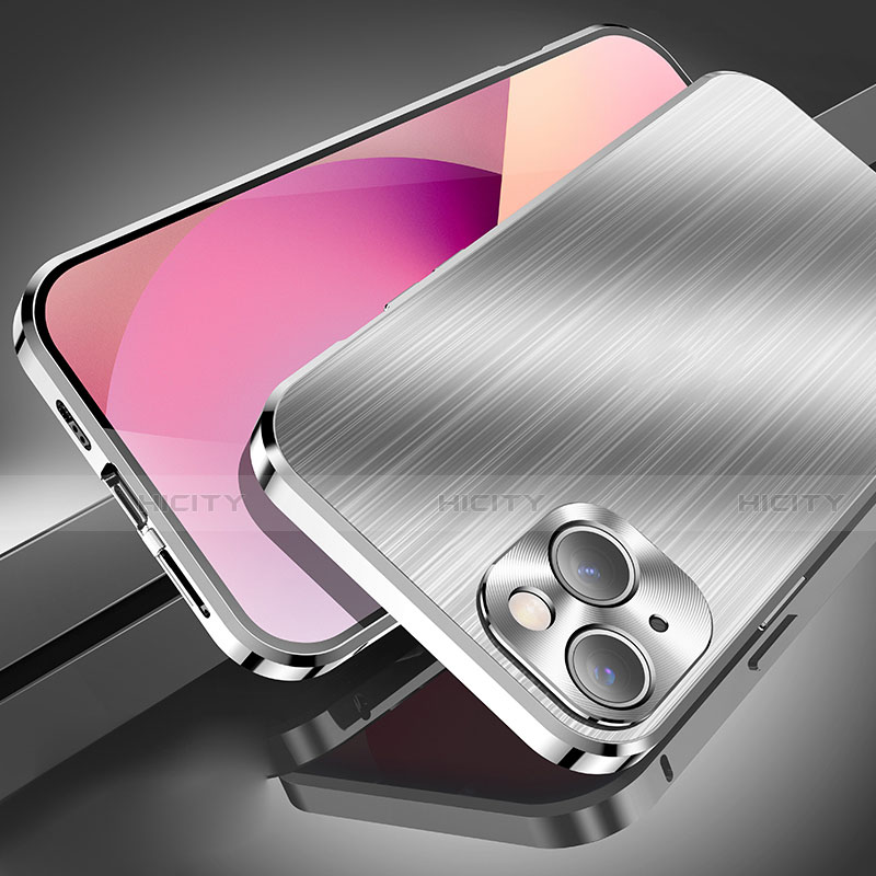 Coque Luxe Aluminum Metal Housse Etui M06 pour Apple iPhone 13 Argent Plus