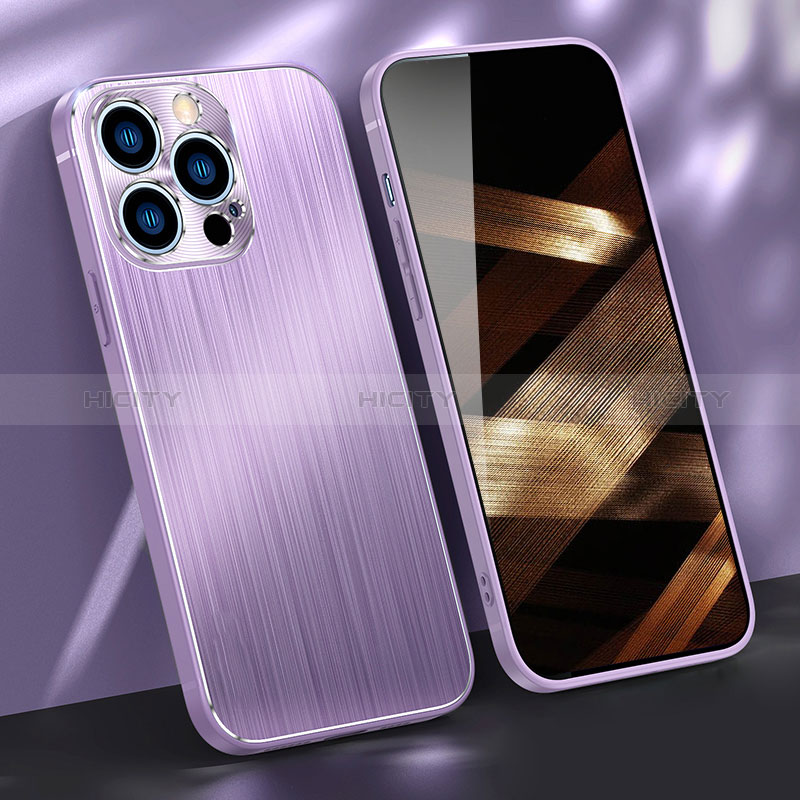 Coque Luxe Aluminum Metal Housse Etui M09 pour Apple iPhone 14 Pro Max Violet Plus