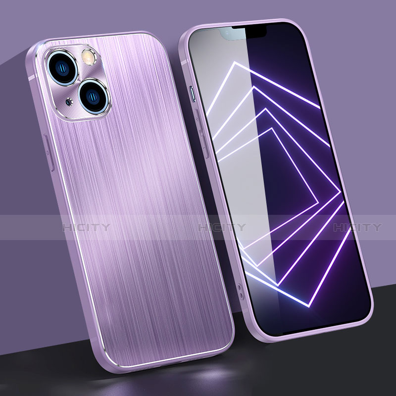 Coque Luxe Aluminum Metal Housse Etui M09 pour Apple iPhone 14 Violet Plus