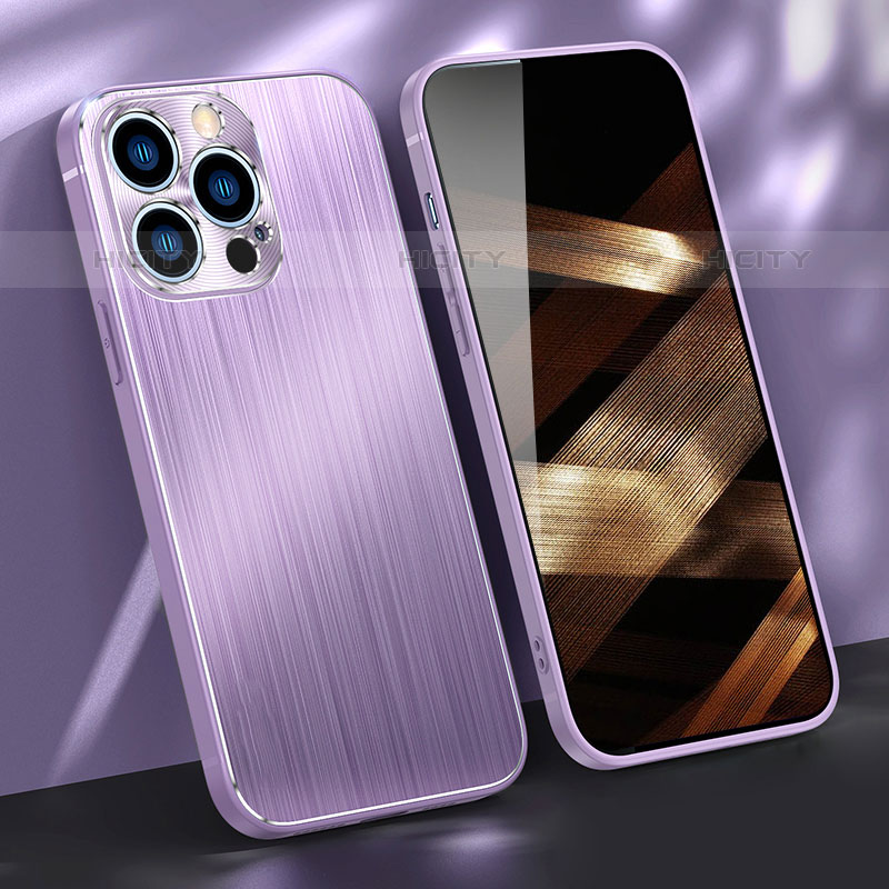 Coque Luxe Aluminum Metal Housse Etui M09 pour Apple iPhone 15 Pro Violet Plus