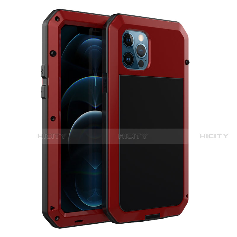 Coque Luxe Aluminum Metal Housse Etui N01 pour Apple iPhone 12 Pro Max Rouge Plus