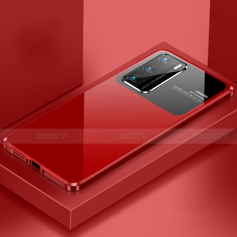 Coque Luxe Aluminum Metal Housse Etui N01 pour Huawei P40 Rouge Plus