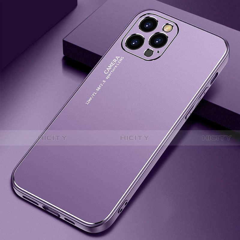 Coque Luxe Aluminum Metal Housse Etui N04 pour Apple iPhone 12 Pro Violet Plus