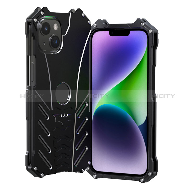 Coque Luxe Aluminum Metal Housse Etui P01 pour Apple iPhone 14 Plus Noir Plus