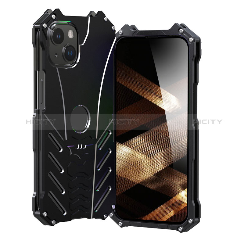 Coque Luxe Aluminum Metal Housse Etui P01 pour Apple iPhone 15 Noir Plus