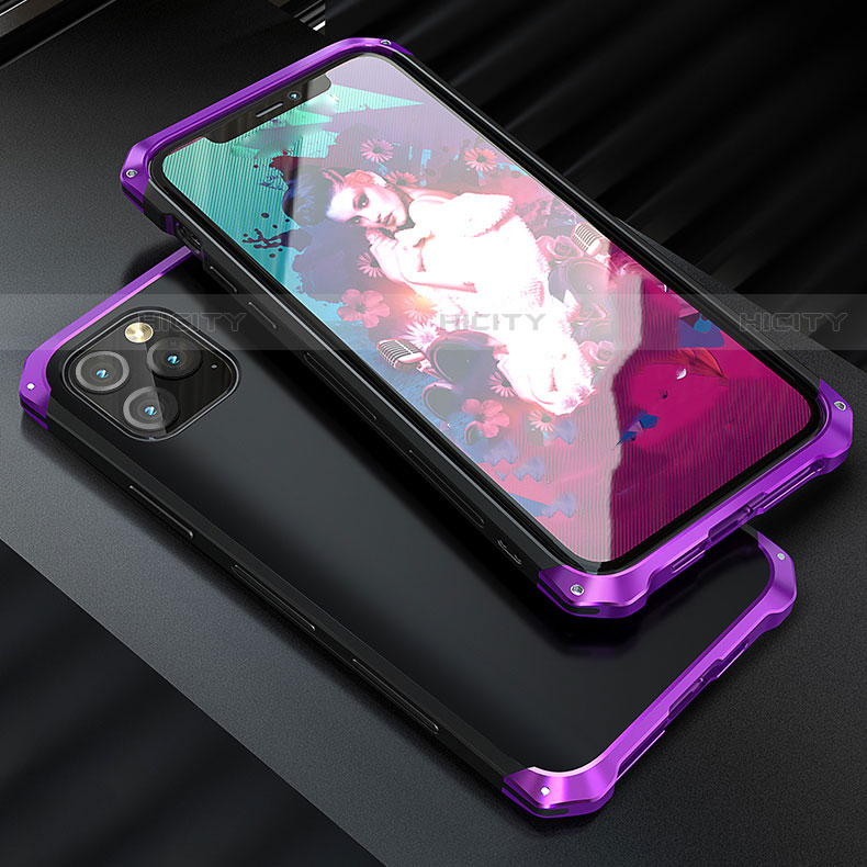 Coque Luxe Aluminum Metal Housse Etui pour Apple iPhone 11 Pro Violet Plus