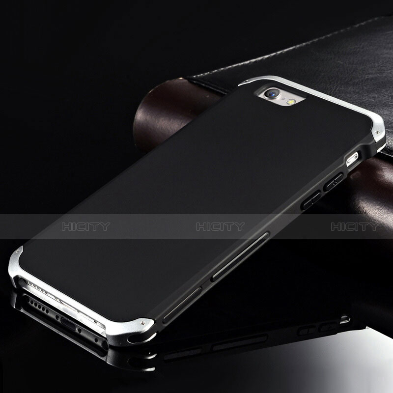 Coque Luxe Aluminum Metal Housse Etui pour Apple iPhone 6S Argent et Noir Plus