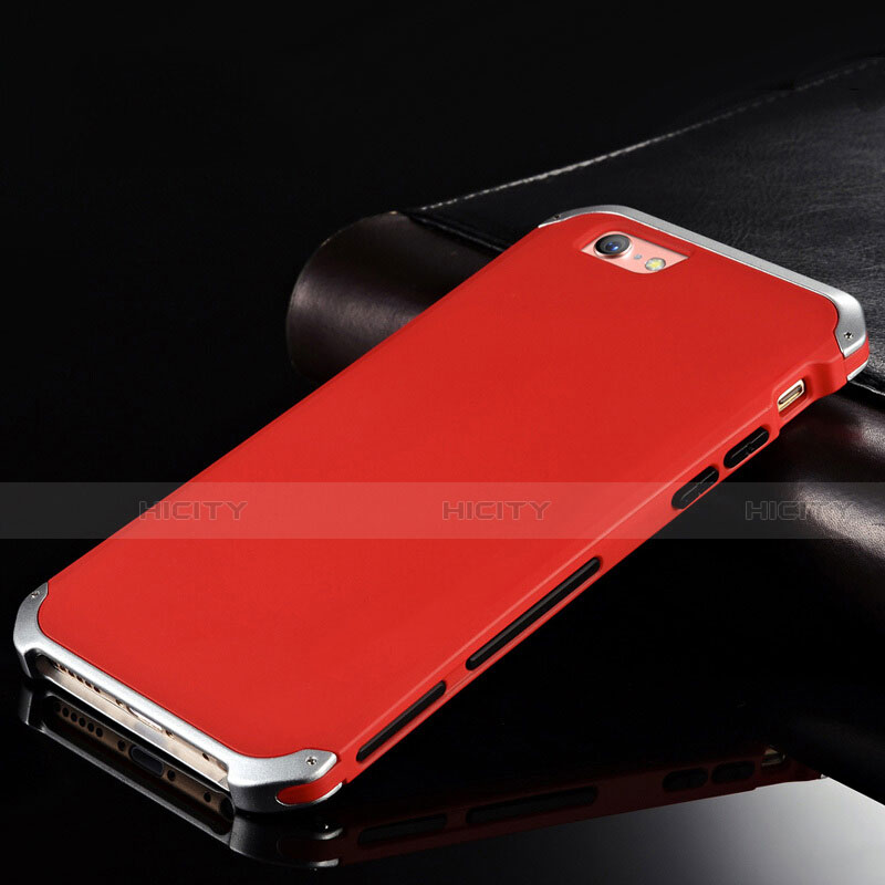 Coque Luxe Aluminum Metal Housse Etui pour Apple iPhone 6S Rouge Plus
