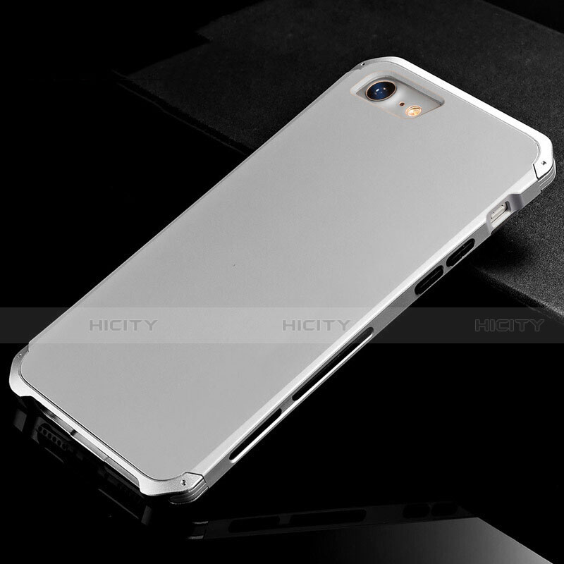 Coque Luxe Aluminum Metal Housse Etui pour Apple iPhone 8 Argent Plus