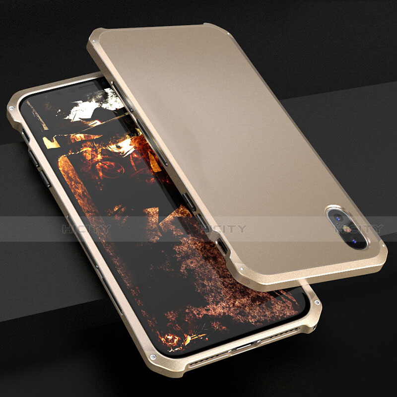 Coque Luxe Aluminum Metal Housse Etui pour Apple iPhone X Or Plus