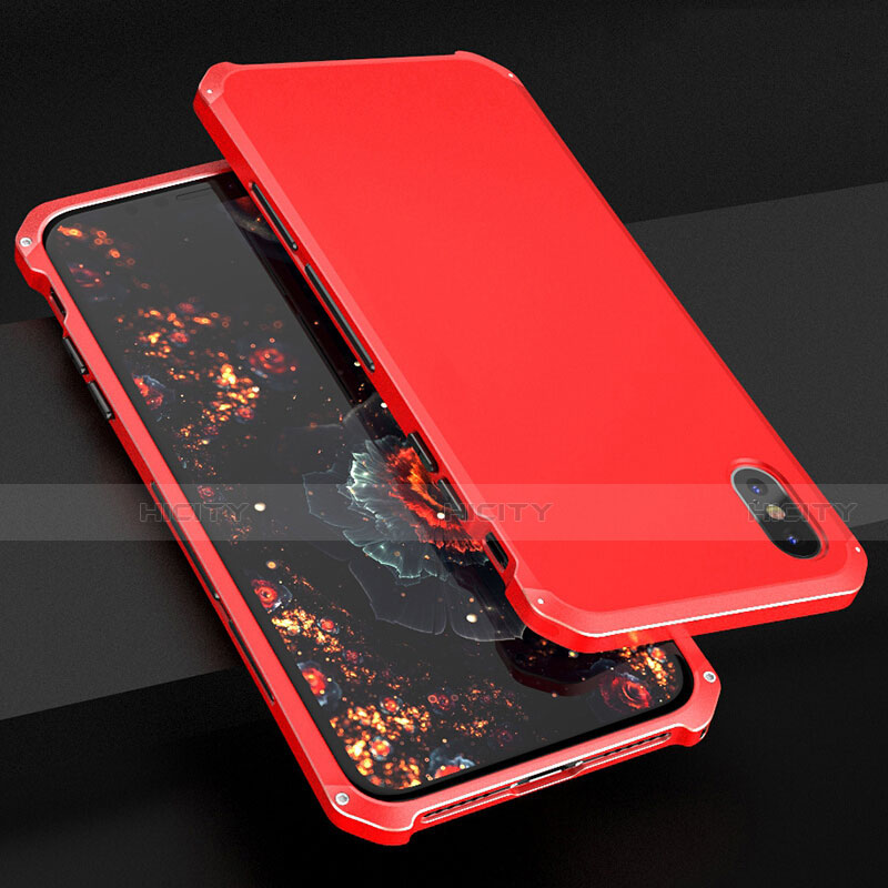 Coque Luxe Aluminum Metal Housse Etui pour Apple iPhone X Rouge Plus