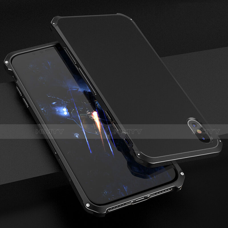 Coque Luxe Aluminum Metal Housse Etui pour Apple iPhone Xs Noir Plus