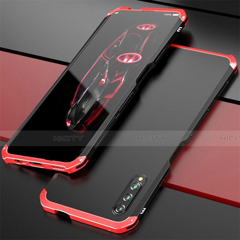 Coque Luxe Aluminum Metal Housse Etui pour Huawei Honor 9X Pro Rouge et Noir Plus