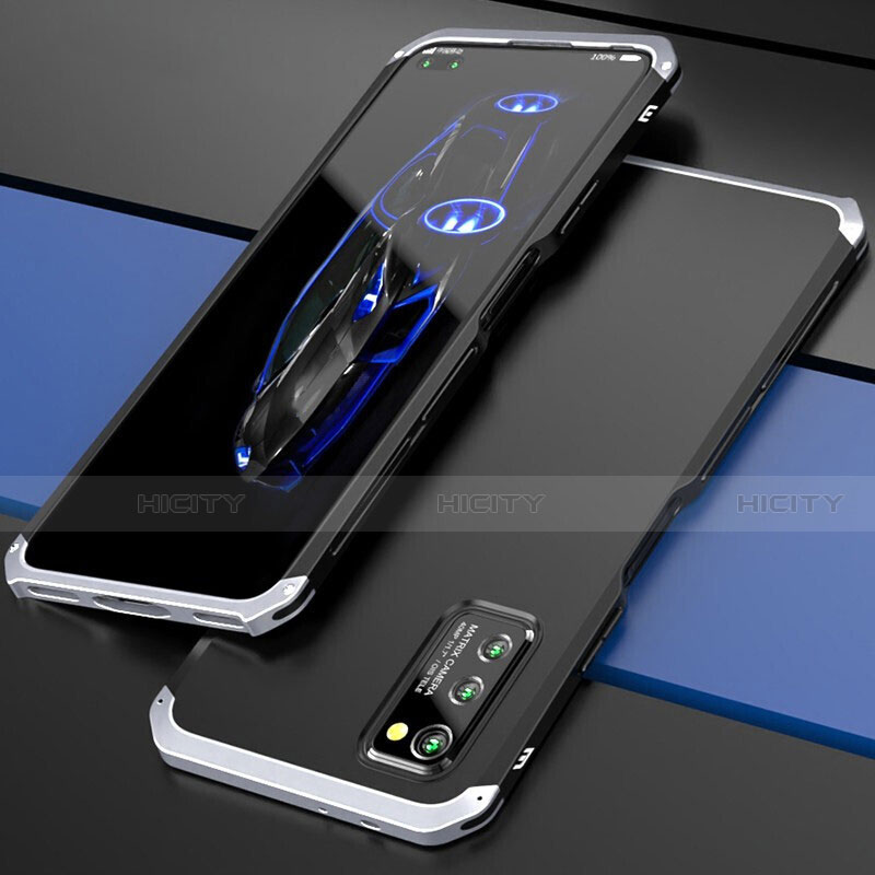 Coque Luxe Aluminum Metal Housse Etui pour Huawei Honor V30 5G Argent et Noir Plus