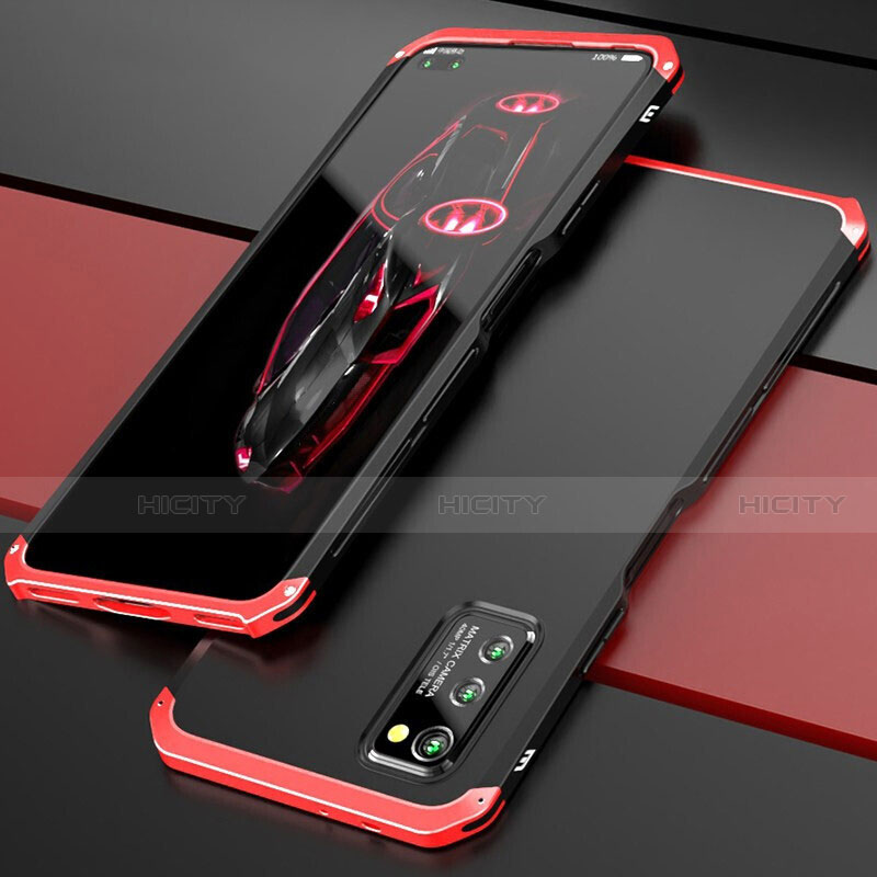 Coque Luxe Aluminum Metal Housse Etui pour Huawei Honor V30 5G Rouge et Noir Plus