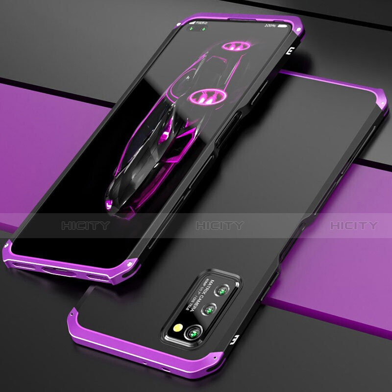 Coque Luxe Aluminum Metal Housse Etui pour Huawei Honor V30 5G Violet et Noir Plus