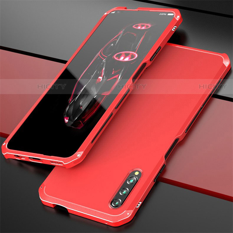 Coque Luxe Aluminum Metal Housse Etui pour Huawei P Smart Pro (2019) Rouge Plus