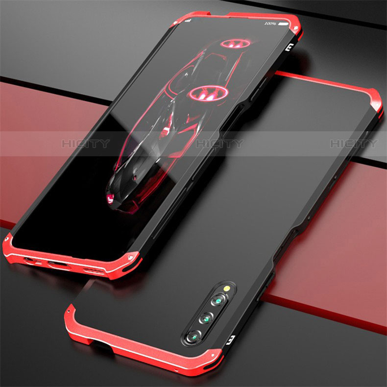 Coque Luxe Aluminum Metal Housse Etui pour Huawei P Smart Pro (2019) Rouge et Noir Plus