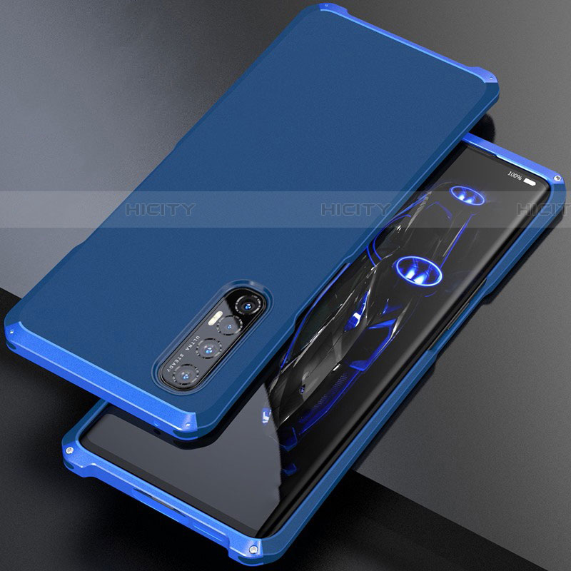 Coque Luxe Aluminum Metal Housse Etui pour Oppo Find X2 Neo Bleu Plus