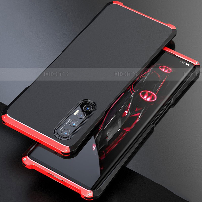 Coque Luxe Aluminum Metal Housse Etui pour Oppo Find X2 Neo Rouge et Noir Plus