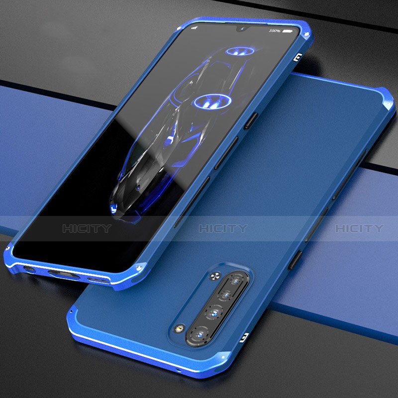 Coque Luxe Aluminum Metal Housse Etui pour Oppo K7 5G Bleu Plus