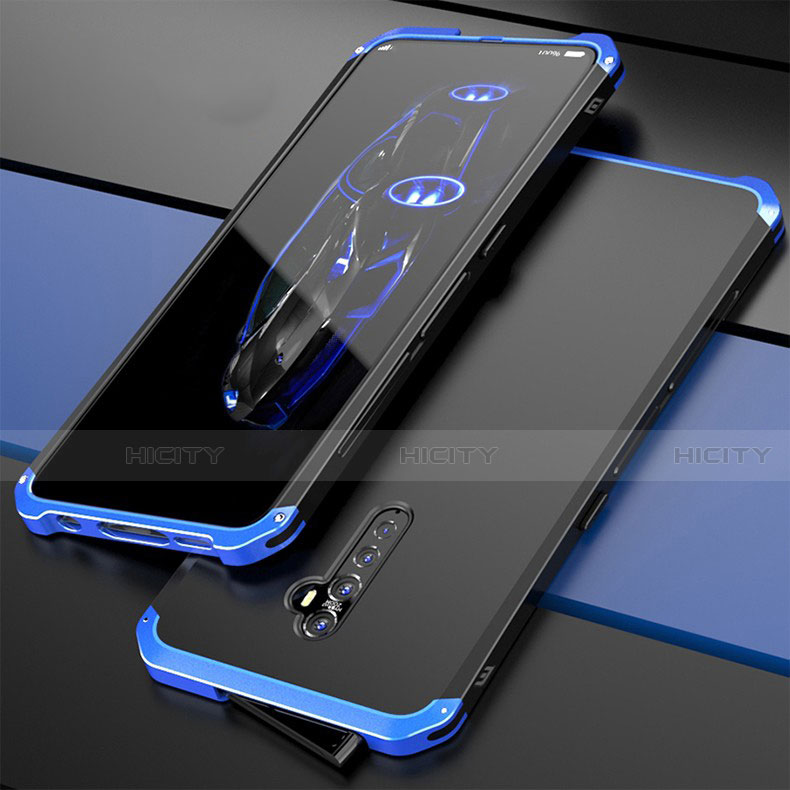 Coque Luxe Aluminum Metal Housse Etui pour Oppo Reno2 Bleu Plus