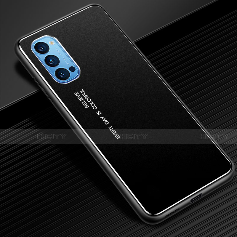 Coque Luxe Aluminum Metal Housse Etui pour Oppo Reno4 Pro 5G Noir Plus