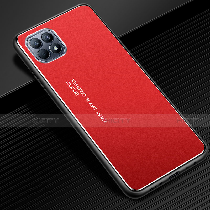 Coque Luxe Aluminum Metal Housse Etui pour Oppo Reno4 SE 5G Rouge Plus