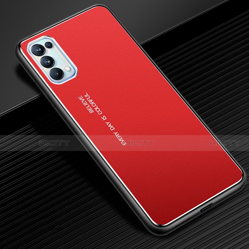 Coque Luxe Aluminum Metal Housse Etui pour Oppo Reno5 5G Rouge Plus