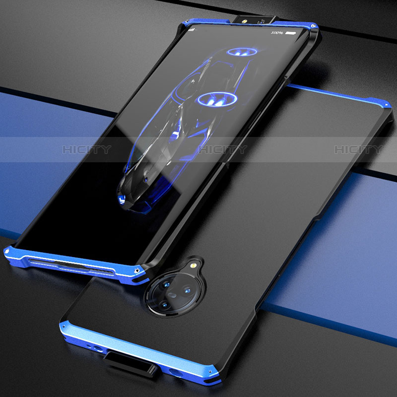 Coque Luxe Aluminum Metal Housse Etui pour Vivo Nex 3 5G Bleu et Noir Plus