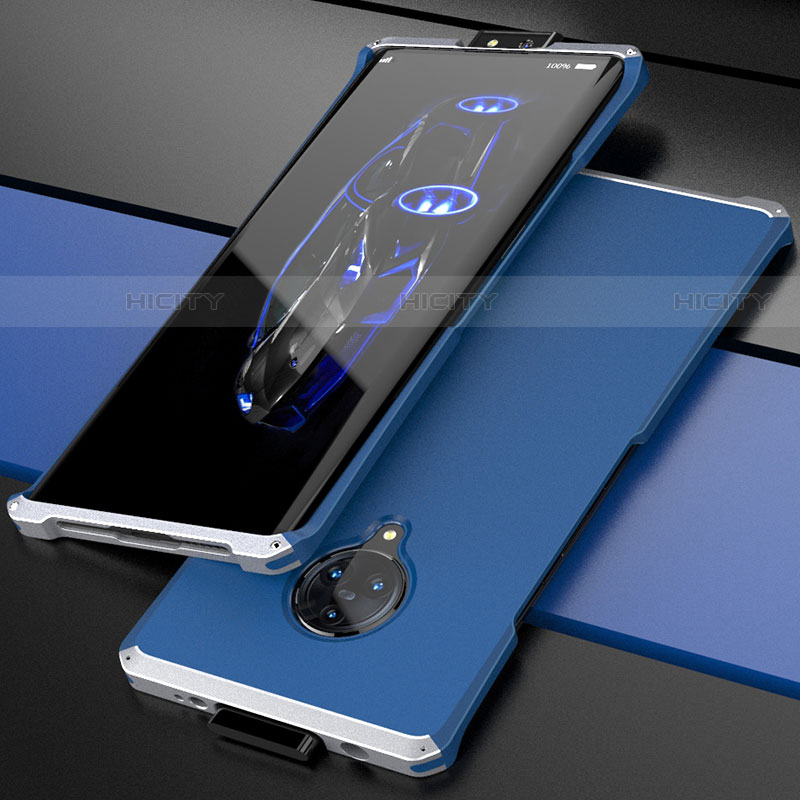 Coque Luxe Aluminum Metal Housse Etui pour Vivo Nex 3 Argent et Bleu Plus