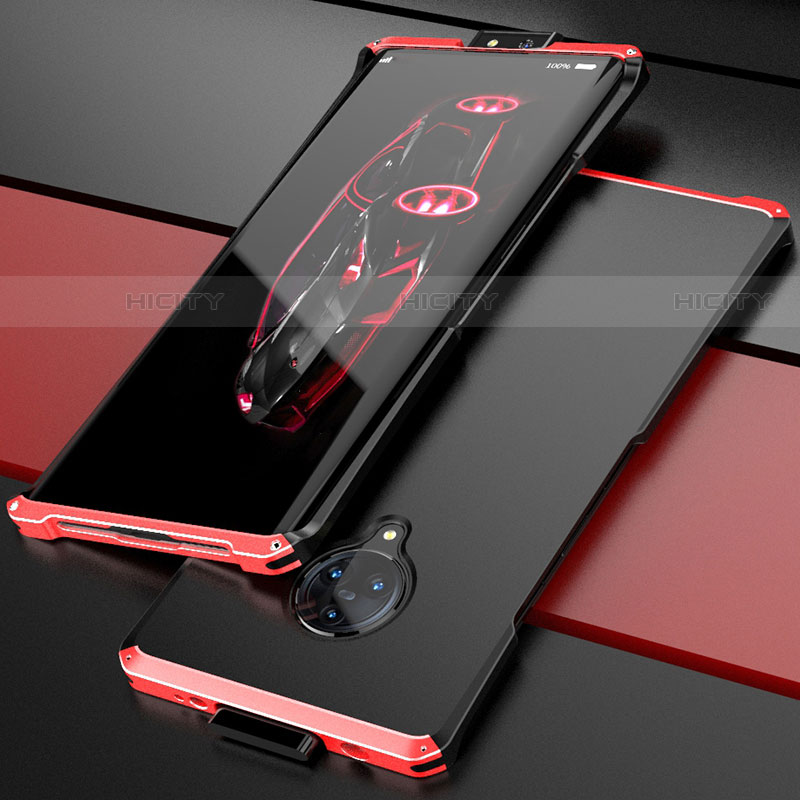 Coque Luxe Aluminum Metal Housse Etui pour Vivo Nex 3 Rouge et Noir Plus