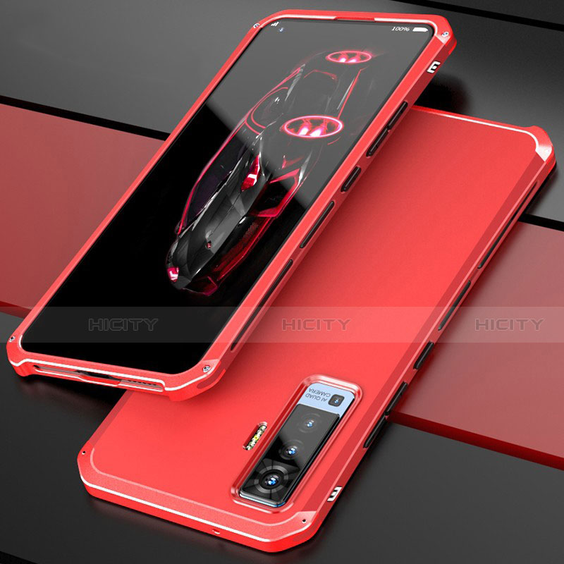 Coque Luxe Aluminum Metal Housse Etui pour Vivo X50 5G Rouge Plus