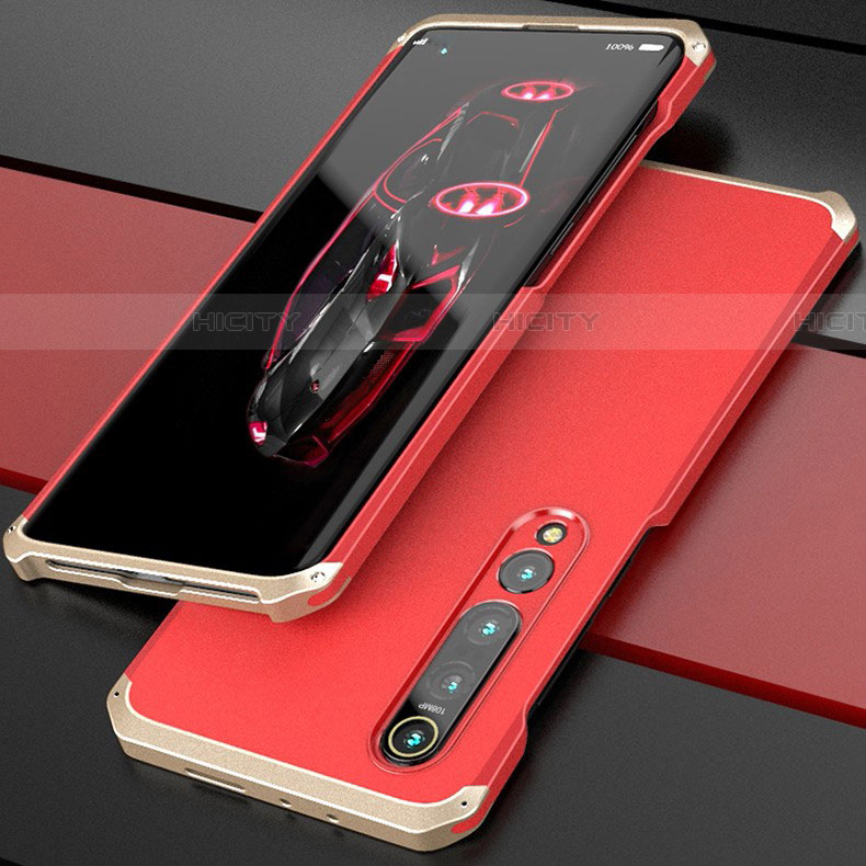 Coque Luxe Aluminum Metal Housse Etui pour Xiaomi Mi 10 Or et Rouge Plus