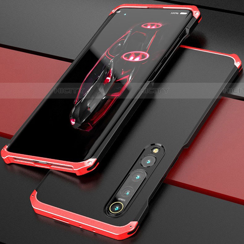 Coque Luxe Aluminum Metal Housse Etui pour Xiaomi Mi 10 Rouge et Noir Plus