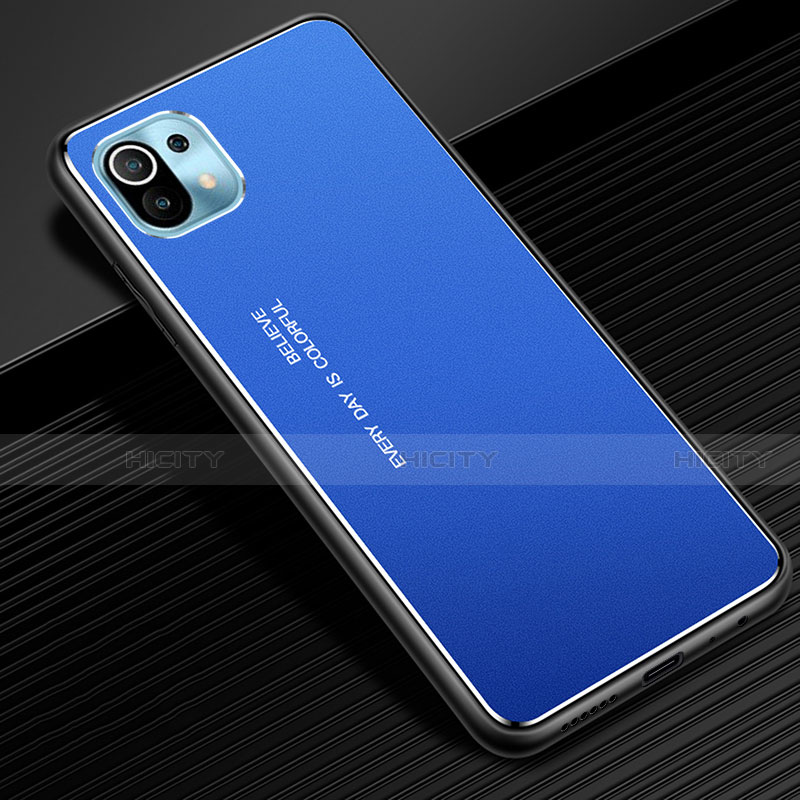 Coque Luxe Aluminum Metal Housse Etui pour Xiaomi Mi 11 5G Bleu Plus