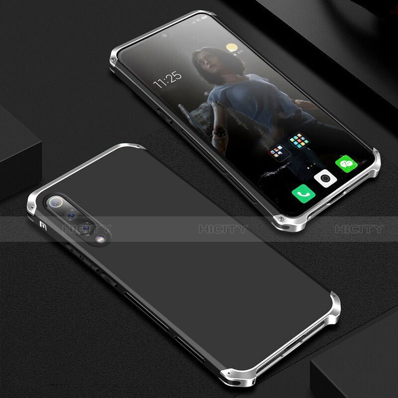 Coque Luxe Aluminum Metal Housse Etui pour Xiaomi Mi 9 Lite Argent et Noir Plus