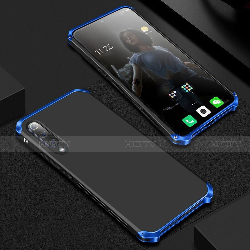 Coque Luxe Aluminum Metal Housse Etui pour Xiaomi Mi 9 Lite Bleu et Noir Plus