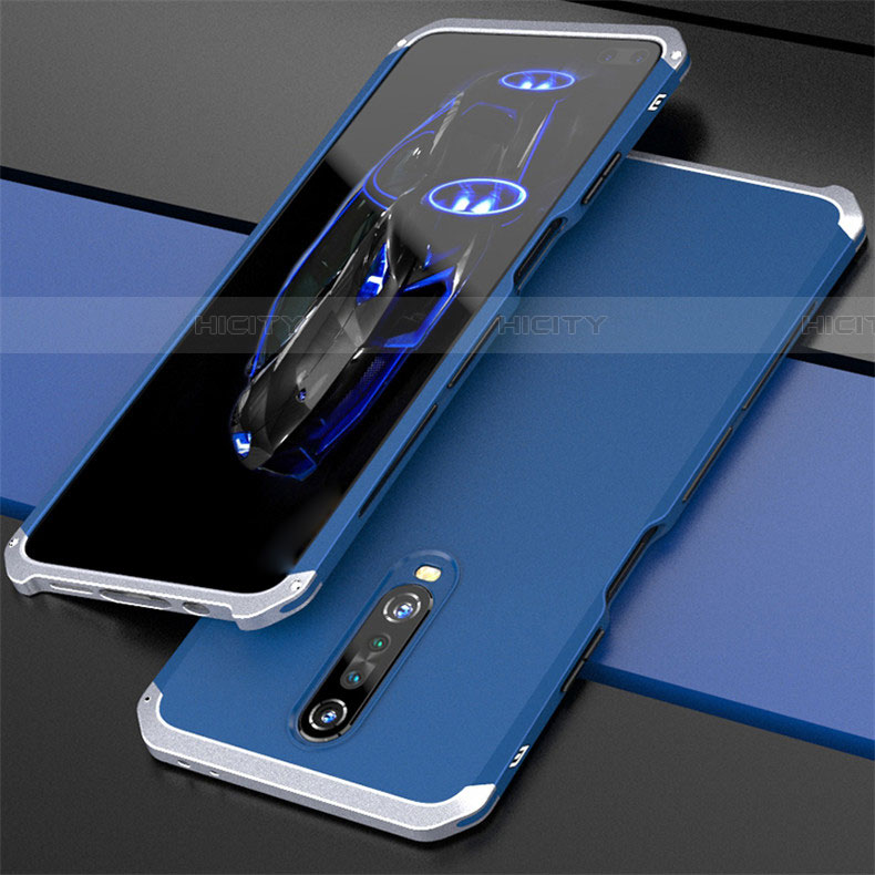 Coque Luxe Aluminum Metal Housse Etui pour Xiaomi Poco X2 Argent et Bleu Plus