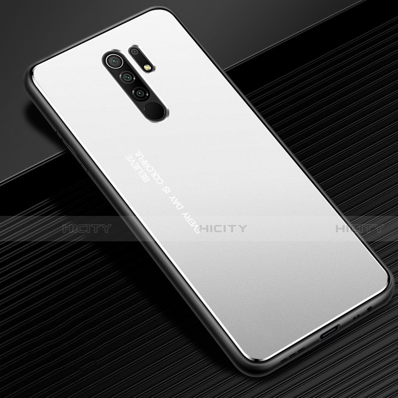 Coque Luxe Aluminum Metal Housse Etui pour Xiaomi Redmi 9 Prime India Argent Plus