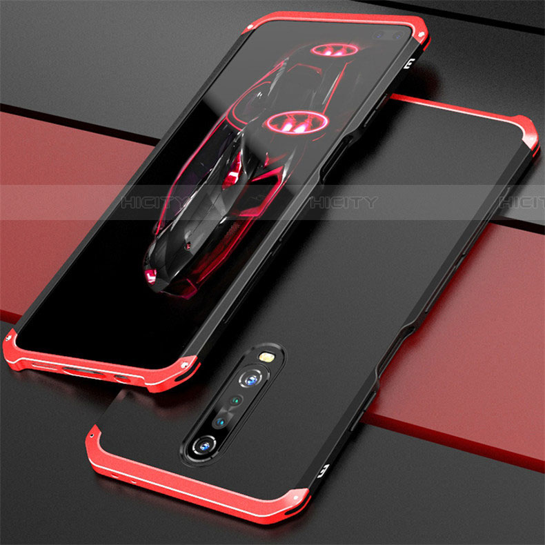 Coque Luxe Aluminum Metal Housse Etui pour Xiaomi Redmi K30 4G Rouge et Noir Plus