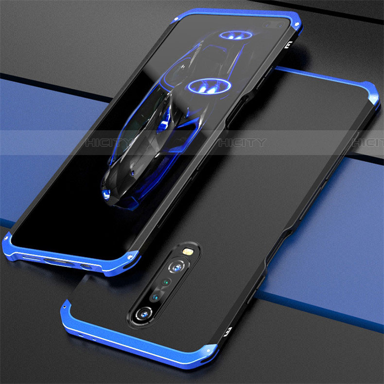 Coque Luxe Aluminum Metal Housse Etui pour Xiaomi Redmi K30 5G Bleu et Noir Plus