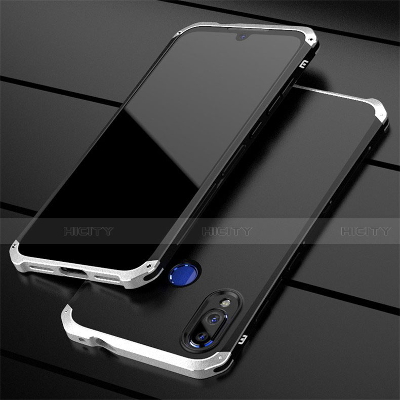 Coque Luxe Aluminum Metal Housse Etui pour Xiaomi Redmi Note 7 Argent et Noir Plus