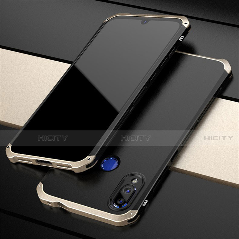 Coque Luxe Aluminum Metal Housse Etui pour Xiaomi Redmi Note 7 Or et Noir Plus