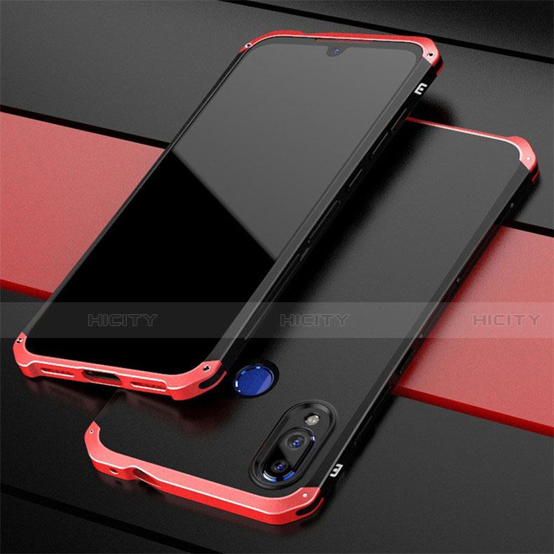 Coque Luxe Aluminum Metal Housse Etui pour Xiaomi Redmi Note 7 Pro Rouge et Noir Plus