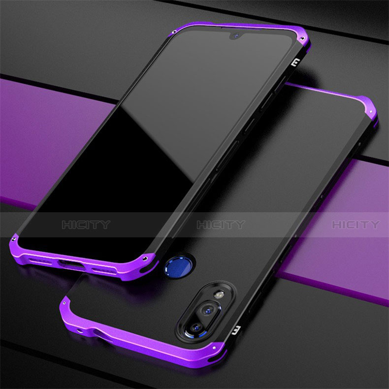 Coque Luxe Aluminum Metal Housse Etui pour Xiaomi Redmi Note 7 Pro Violet Plus