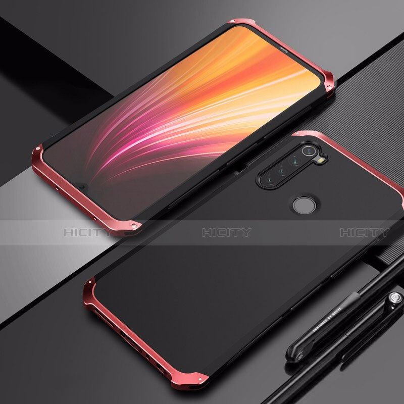 Coque Luxe Aluminum Metal Housse Etui pour Xiaomi Redmi Note 8 (2021) Rouge et Noir Plus