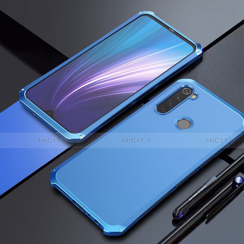 Coque Luxe Aluminum Metal Housse Etui pour Xiaomi Redmi Note 8T Bleu Plus